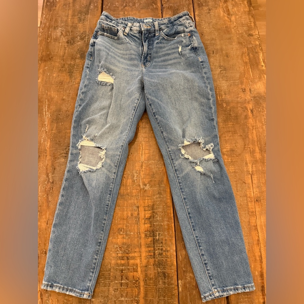 Old Navy Women's Light Blue Distressed Boyfriend Jeans